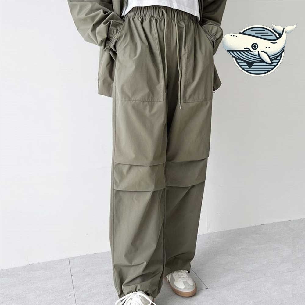 스타일리시 데일리 스트릿 와이드 팬츠 허리밴드
