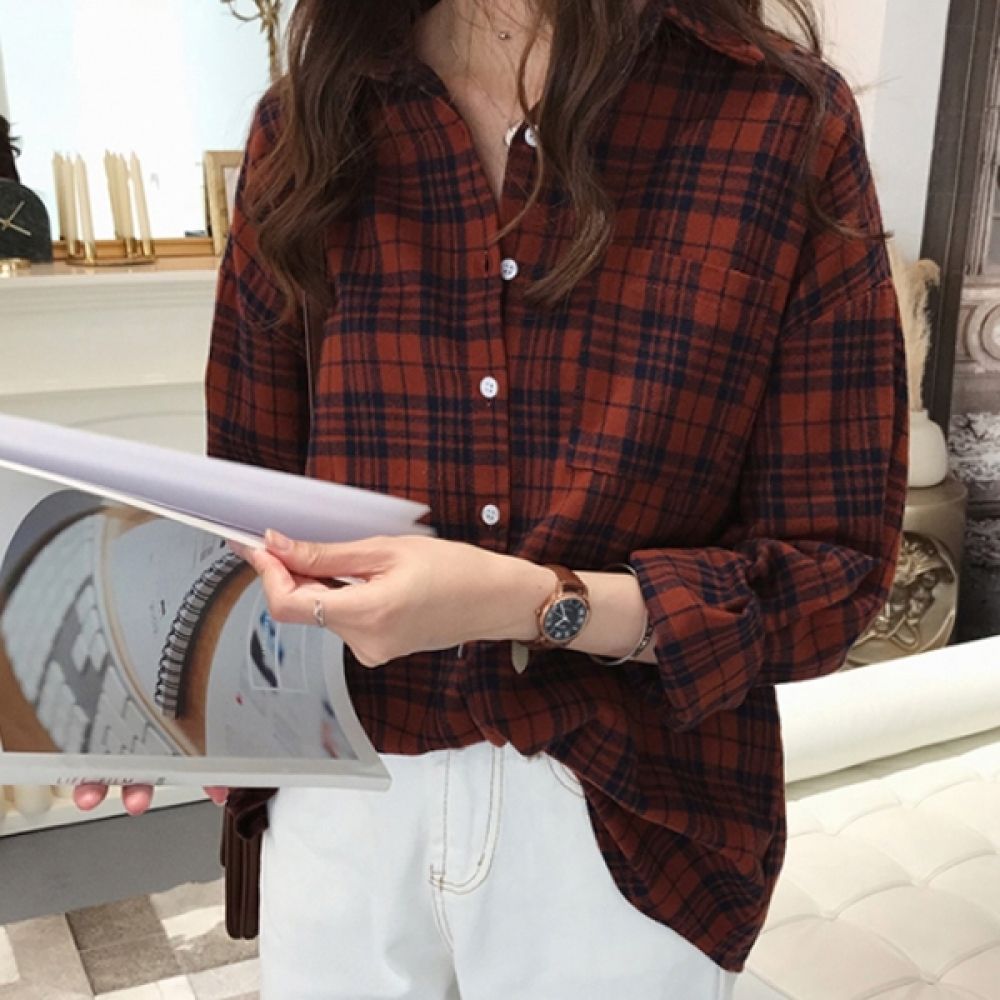 하프클럽 레드 제이큐 체크 XL 레이어드 화이