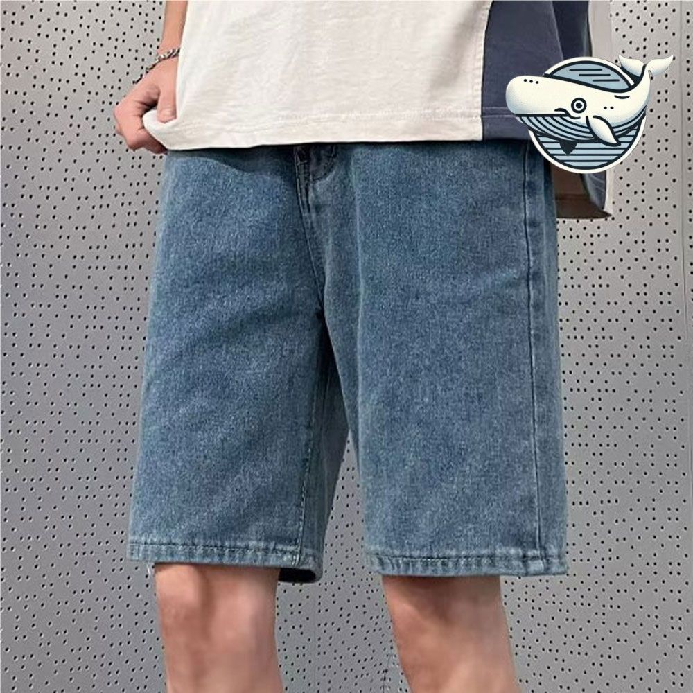 여유로운 여름 데님 반바지 캐주얼 베이직 룩
