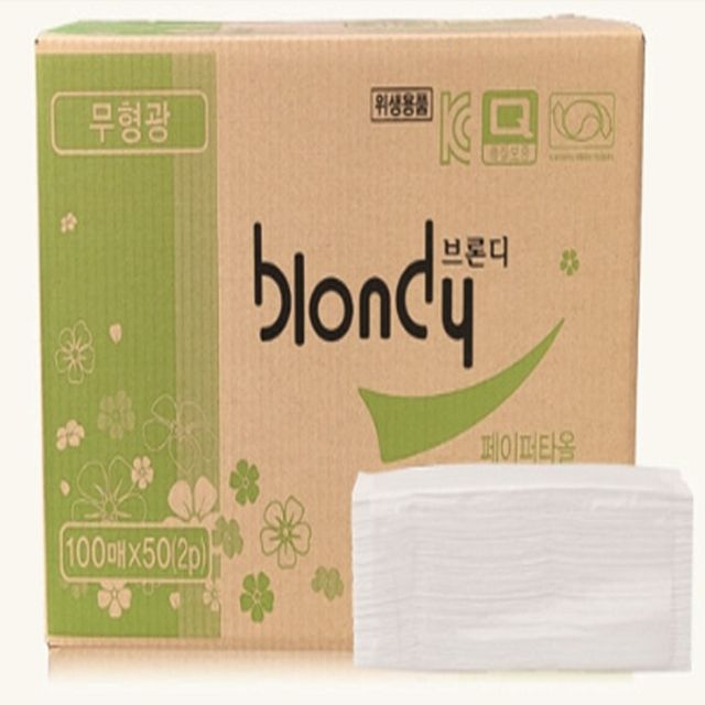 브론디 천연펄프 무형광 핸드타올 215x180 1박스