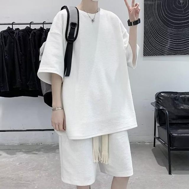 패션 시원한 반팔 데일리룩 티셔츠 반팔티 세트 셋업