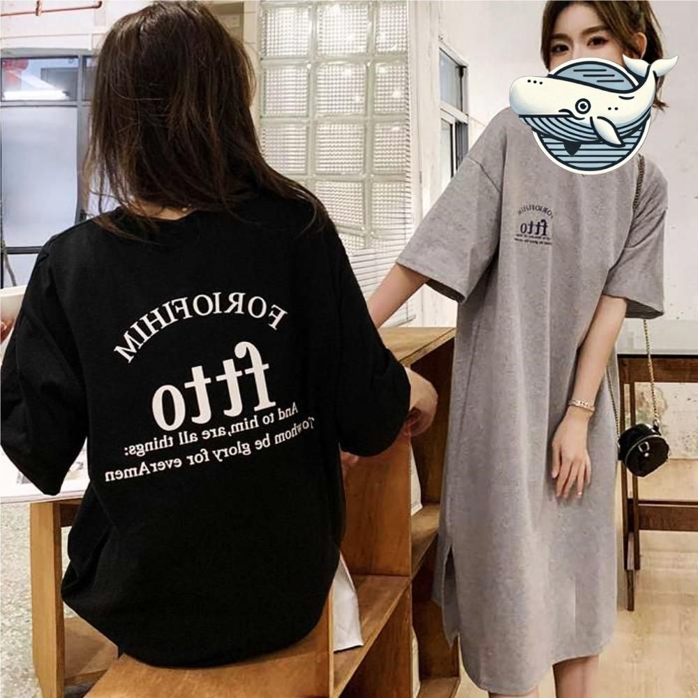 여성 서머 레터링 원피스 반팔 좋은 트임