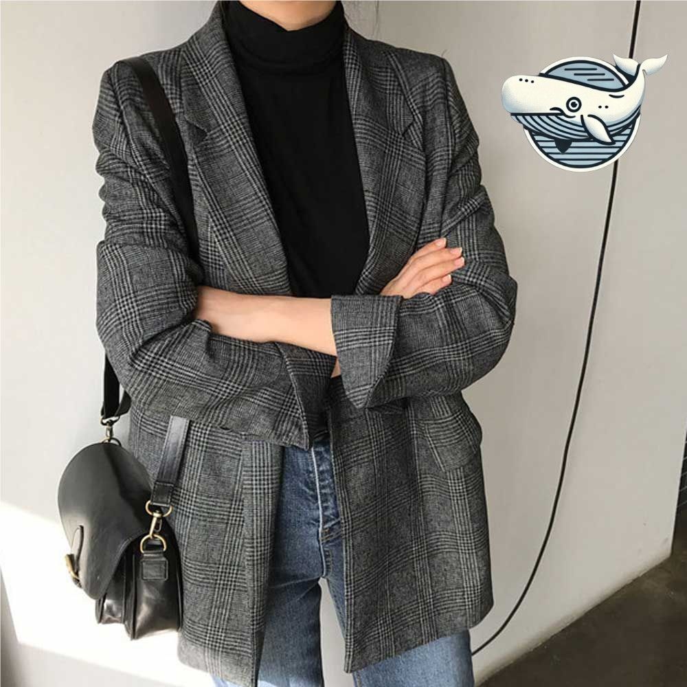 가을 데일리 체크 블레이저 세련된 오피스