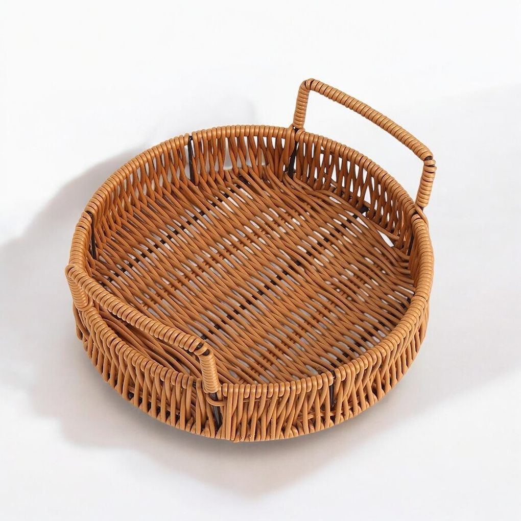 게더릭 원형 라탄짜임 트레이 (20cm) (내추럴)