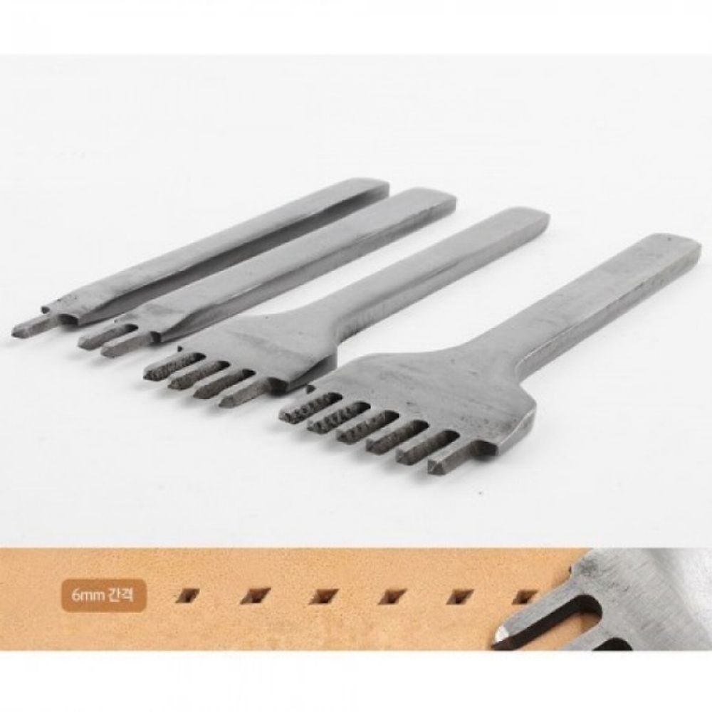 가죽작업 간격 6MM 가죽 스티칭 펀치 4PCS 1세트