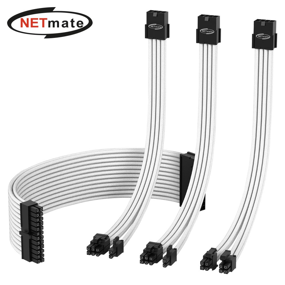 PSU 연장 18AWG 슬리빙 케이블 0.3m (화이트 4종)