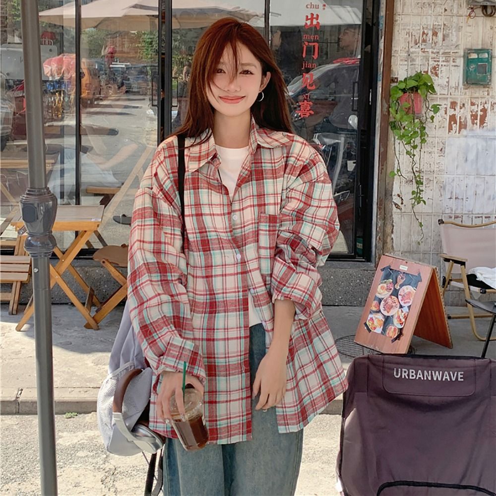 네모 체크 카라 긴팔 셔츠 LL-T176