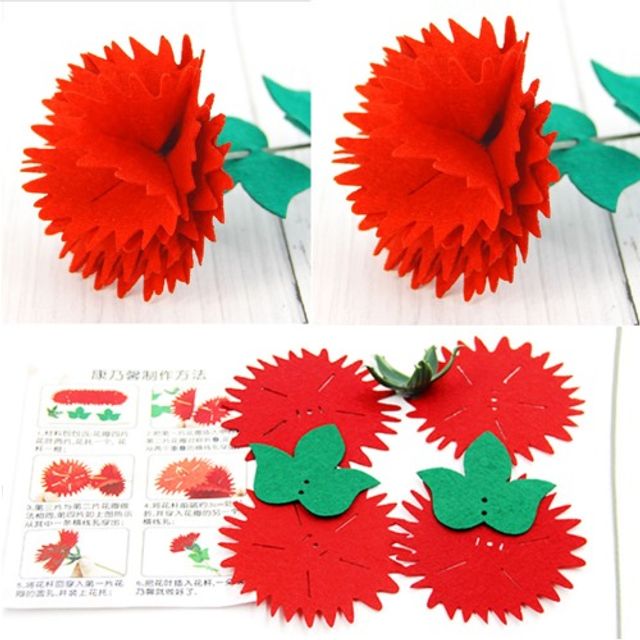 DIY 펠트 플라워 카네이션트 플라워 카네이션 빨강