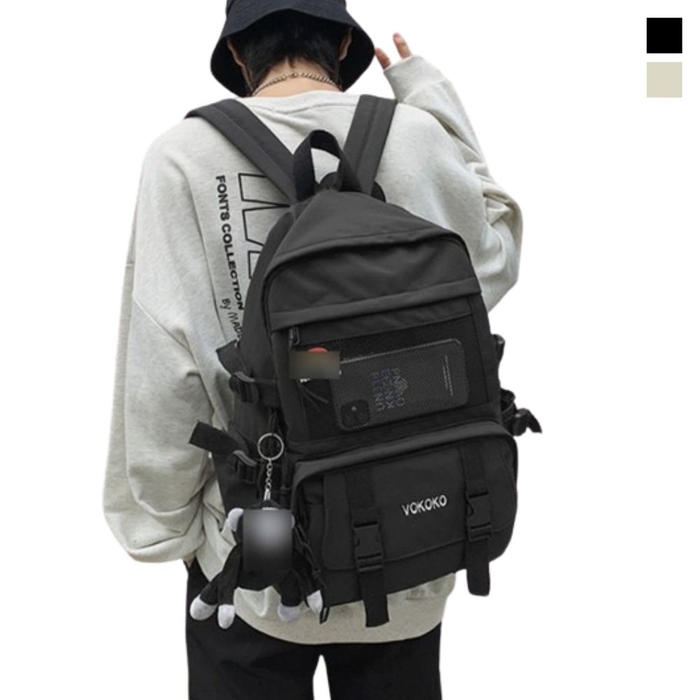 투버클 스타일 캐주얼 남녀백팩 망사포켓 데일리 가방