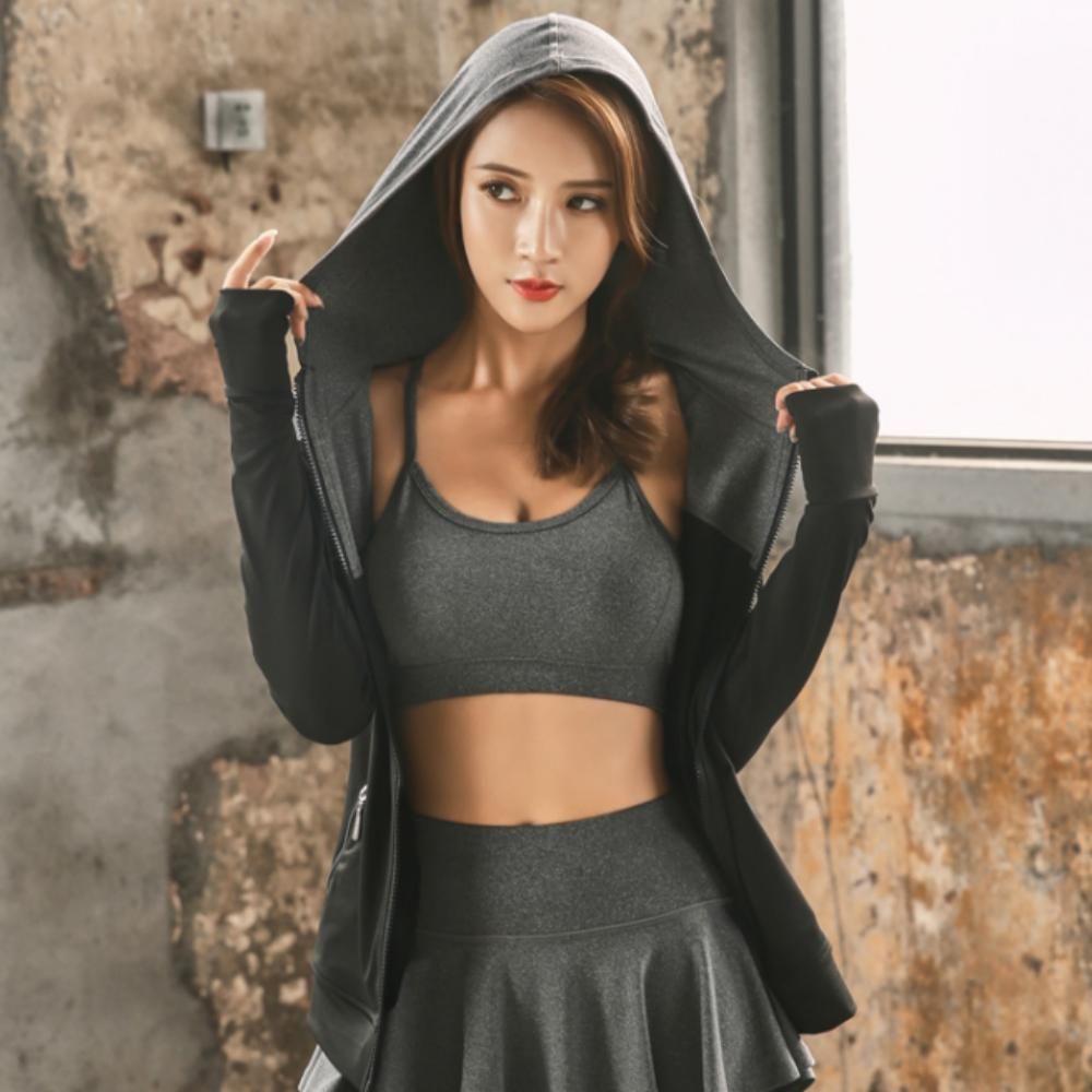 여성 요가 필라테스 후드 집업 자켓 헬스 트레이닝 상