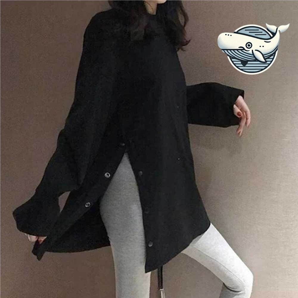 세련된 긴팔 롱셔츠 여름 블랙 화이트 스타일