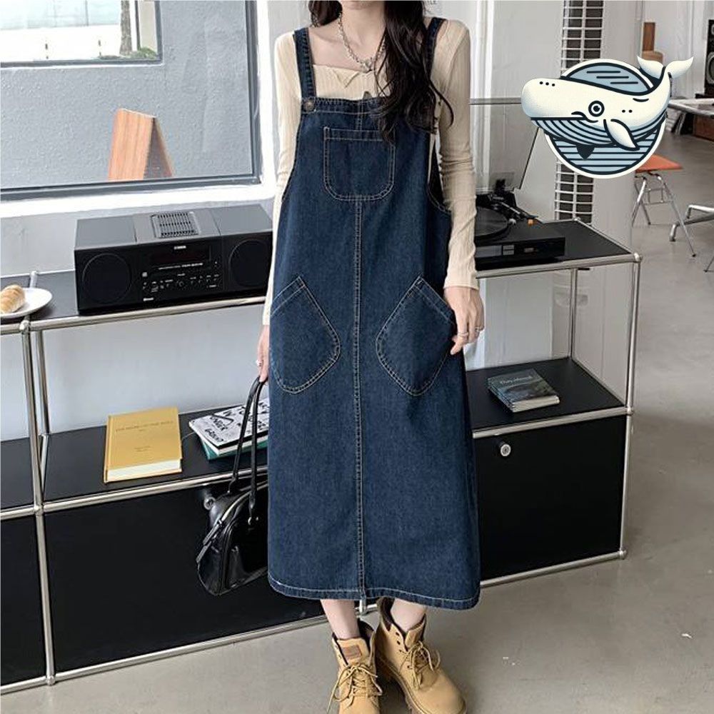 트렌디 복고 멜빵 원피스 여름 민소매 캐주얼