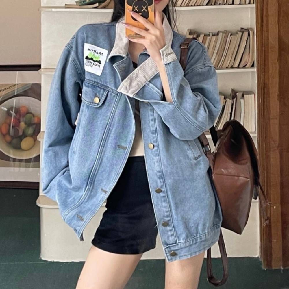 박시핏 데님 배색카라 F006990 루즈핏 아