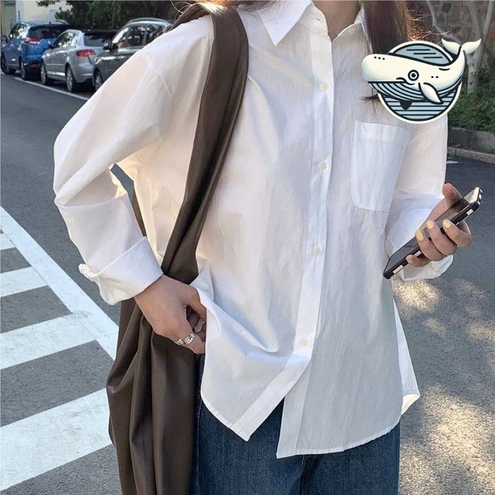여성 편안한 루즈핏 기본 셔츠 클래식 포켓