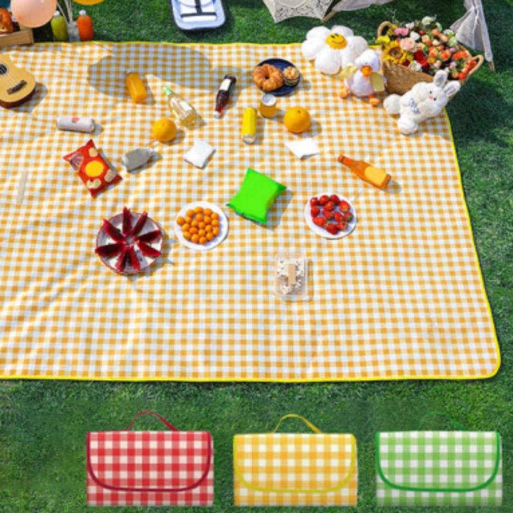 대형 체크 피크닉 매트 6인용 접이식 휴대용 야외 돗