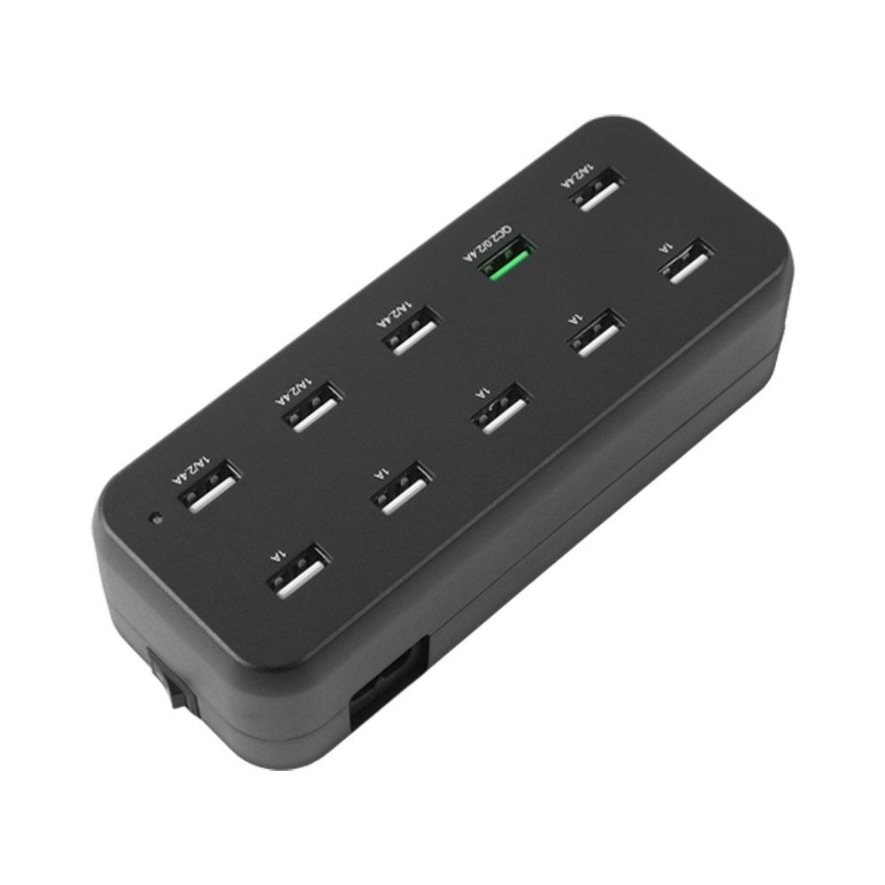 10포트 전원 멀티 충전기 Black USB 10 Port 10구 QC