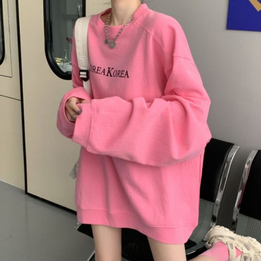 루즈핏 맨투맨 긴팔티 셔츠 오버사이즈핏 여성티