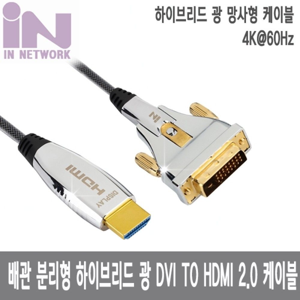 인네트 JSJSDVIHAOC2080 배관용 광 AOC DVI TO HDMI 2