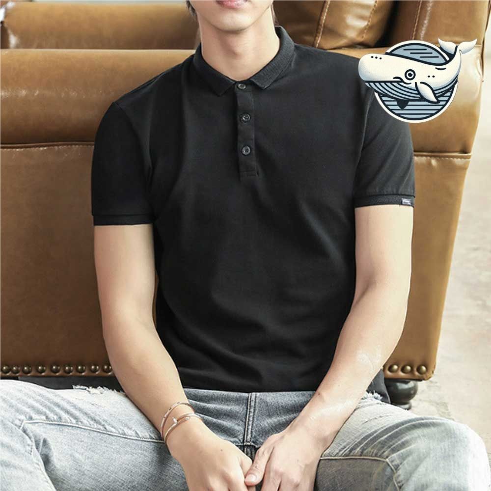스타일리시 남성 반팔 카라티 깔끔한 슬림핏
