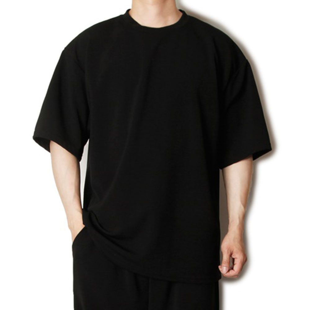 남자 박스핏 라운드 무지 반팔티셔츠 데일리 캐주얼룩