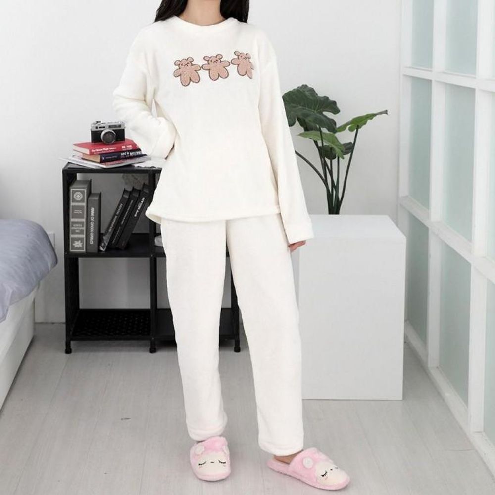 수면잠옷 극세사 상하세트 쿠키베어아이보리 돌잔치