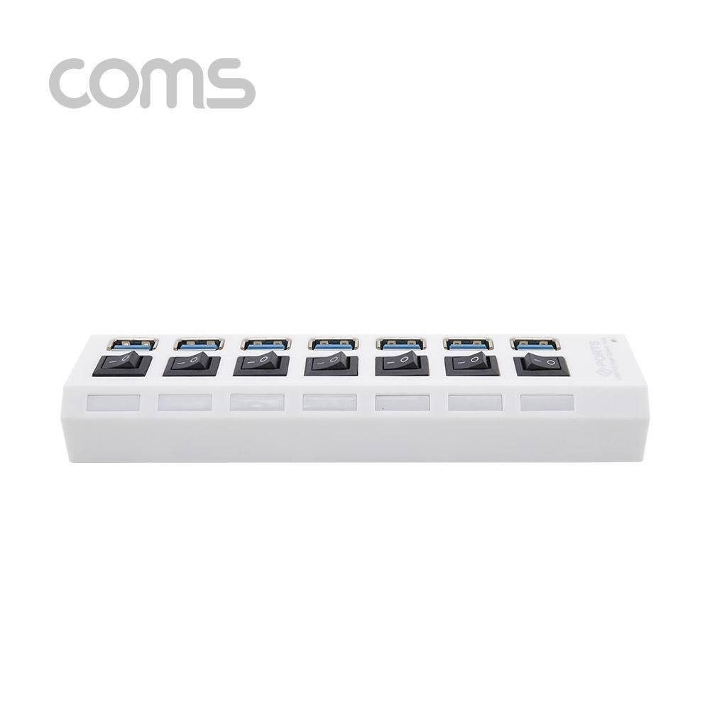 Coms USB 허브 3.0 7P 무전원 - 각스위치