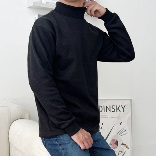 남성 목폴라티 남자 기모 반목티 터틀넥 티셔츠 3색