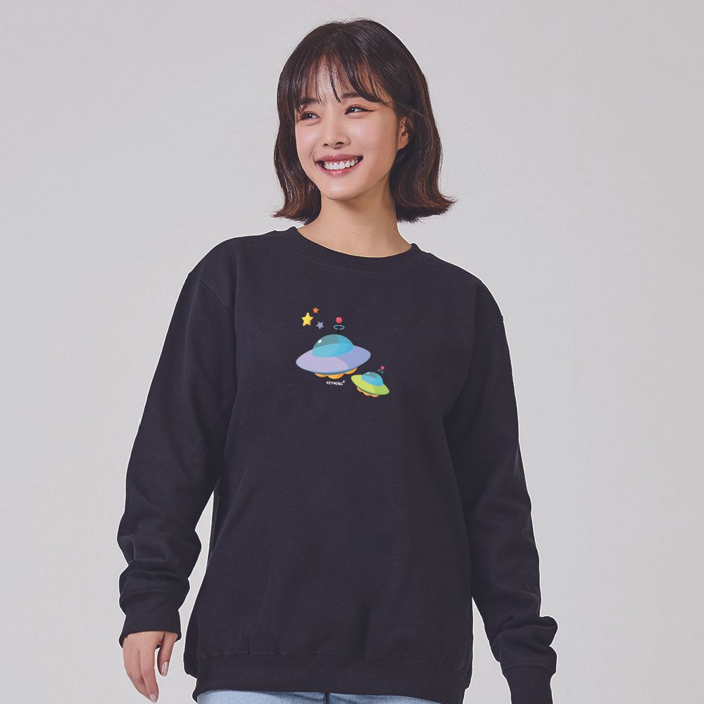 키밍 UFO 비행접시 별 가을맨투맨 데일리후드티