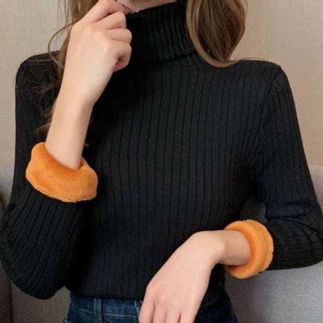 여자 목폴라 따뜻한 여성 티셔츠 무지티 여자