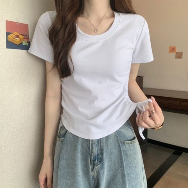 날씬해보이는 라운드반팔티 여성 기본 여름 데이
