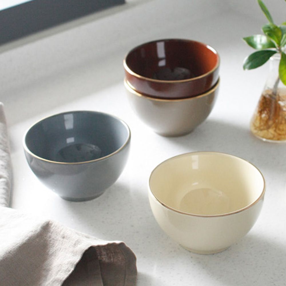 도자기그릇 골드 테두리 포인트 유광 도자기 밥공기