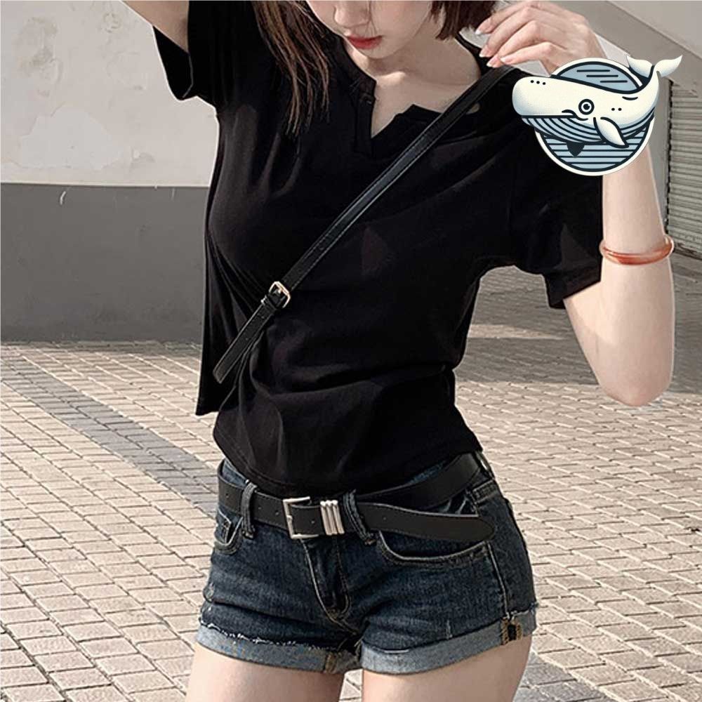 여름 데일리 라운드넥 반팔 티셔츠 심플 크롭