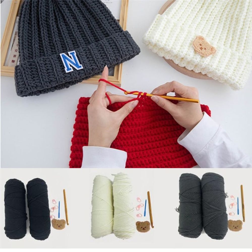 DIY 모자 코바늘 기본 패캐지 데이 손뜨개 만들기