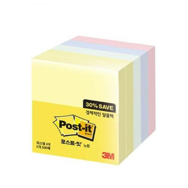 3M 포스트잇 노트 654 5A 알뜰팩 76X76mm 2개