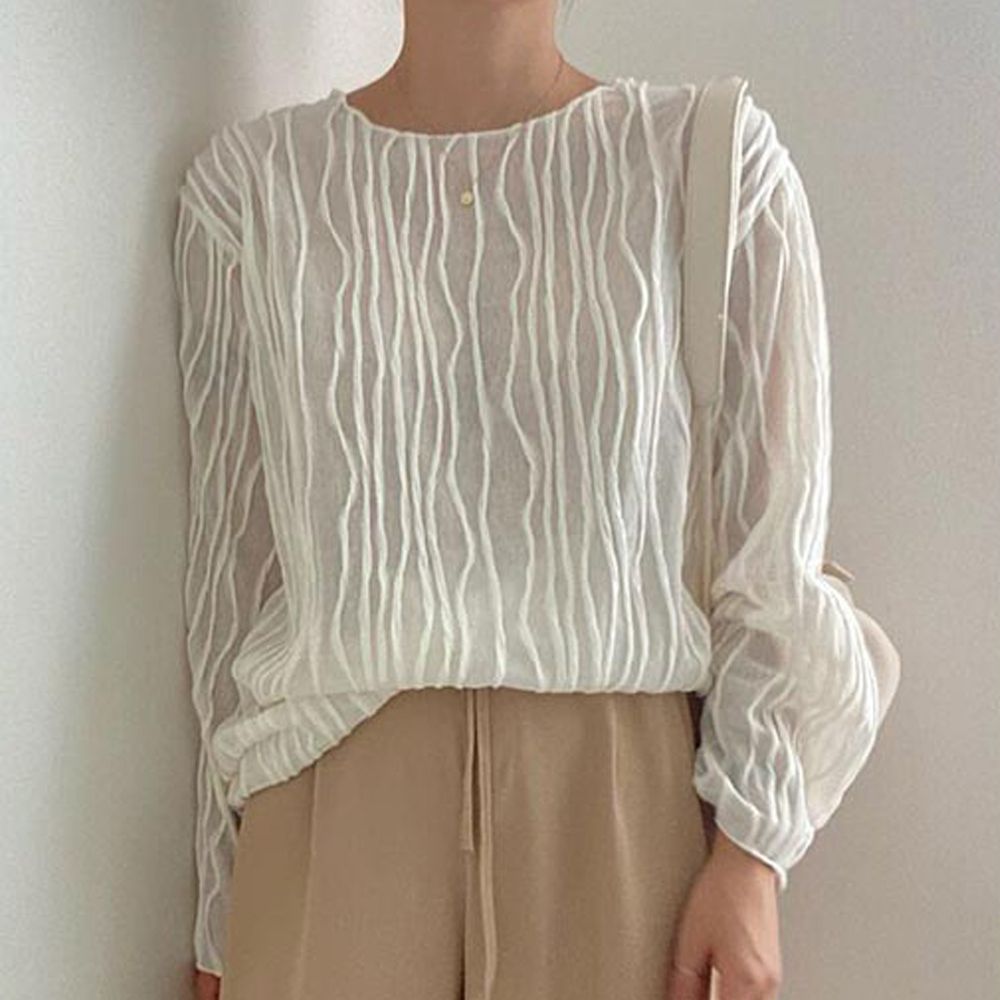 셔츠 여성남방 물결무늬 남방 오피스룩 세로 편