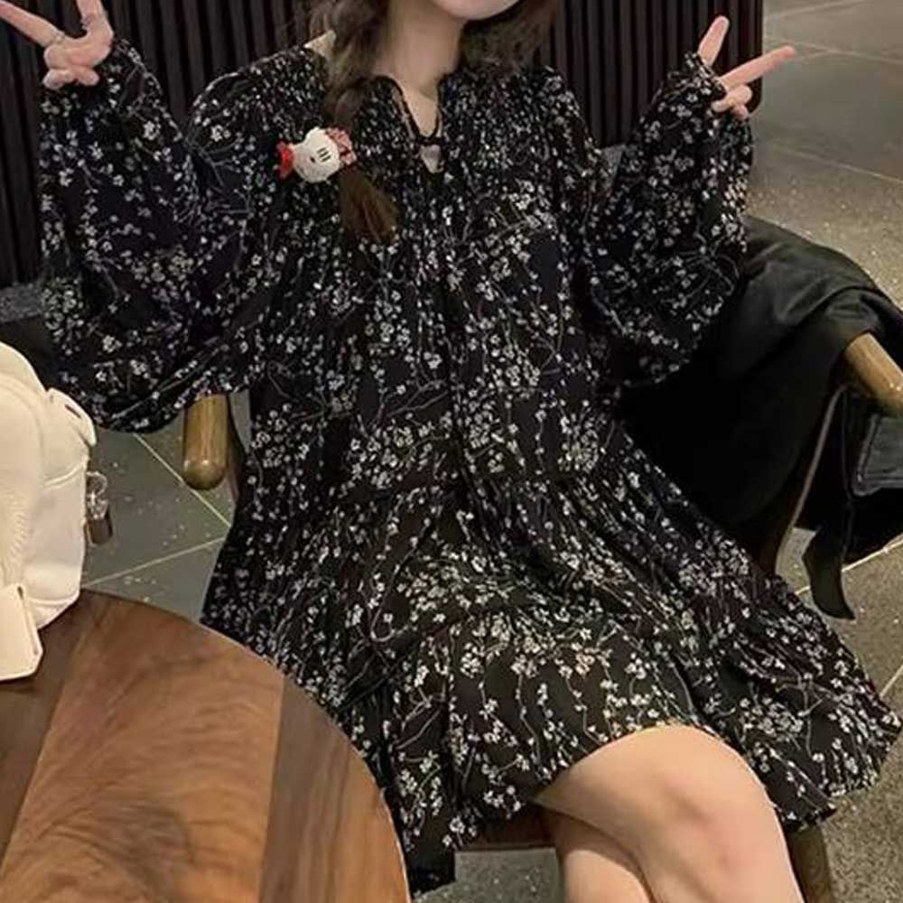 잔꽃플라워 미니원피스 여자 캉캉스타일 데일리 코디