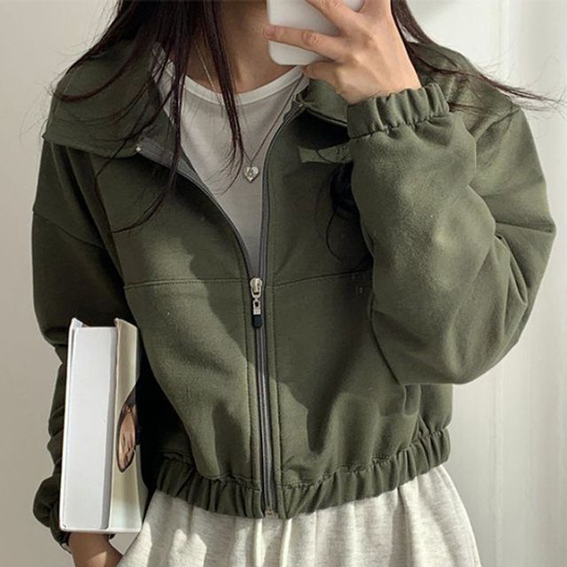 봄 3컬러 캐주얼 데일리 여성 크롭 아우터 간