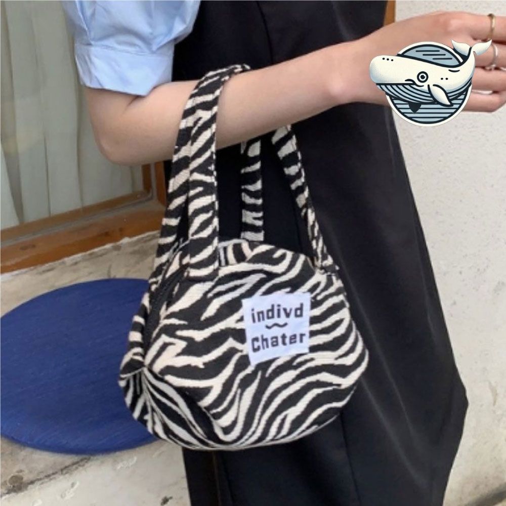 지브라 패턴 미니 토트백 휴대용 손가방
