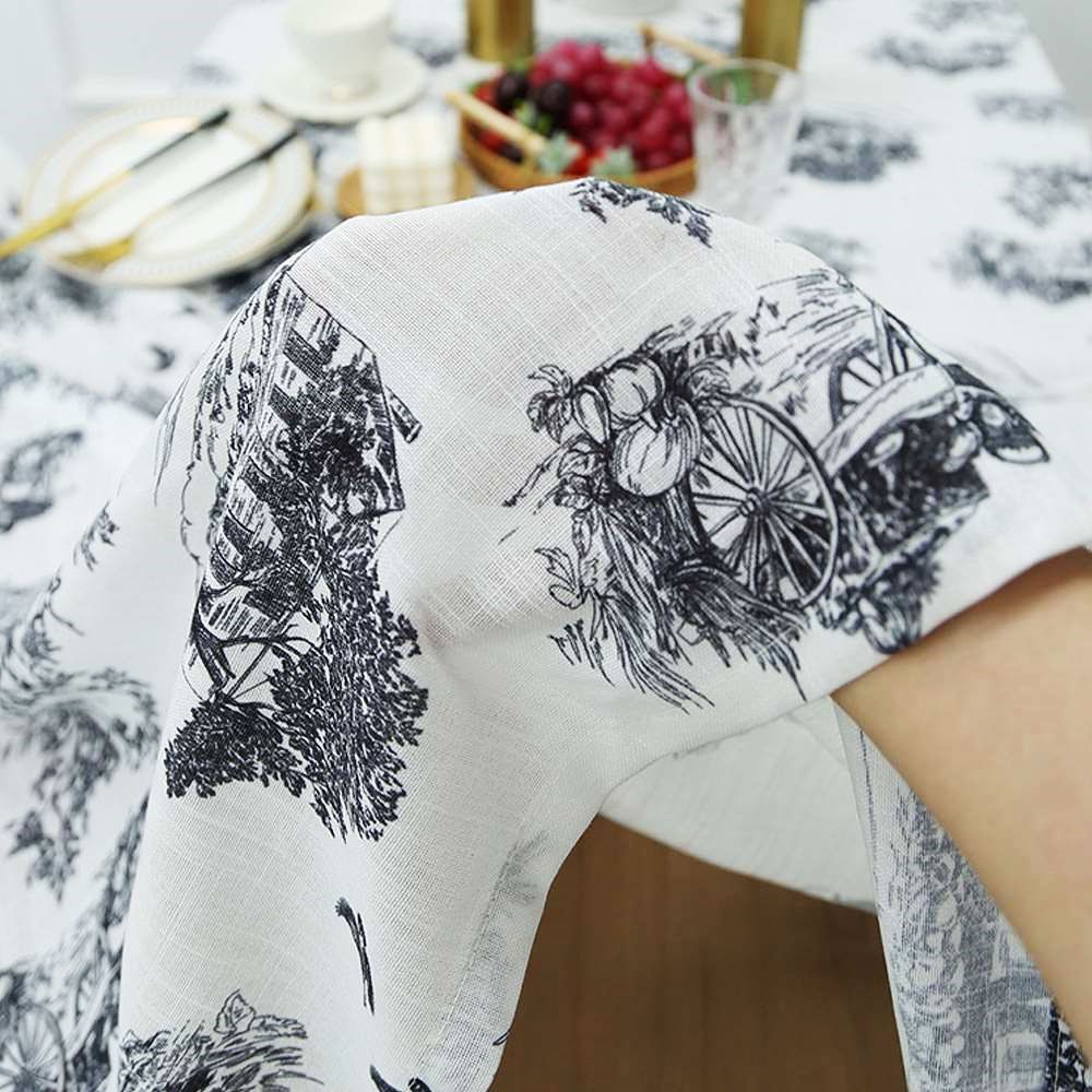 린넨 식탁보 220x140cm 블랙 탁자 고급 장식 테이블