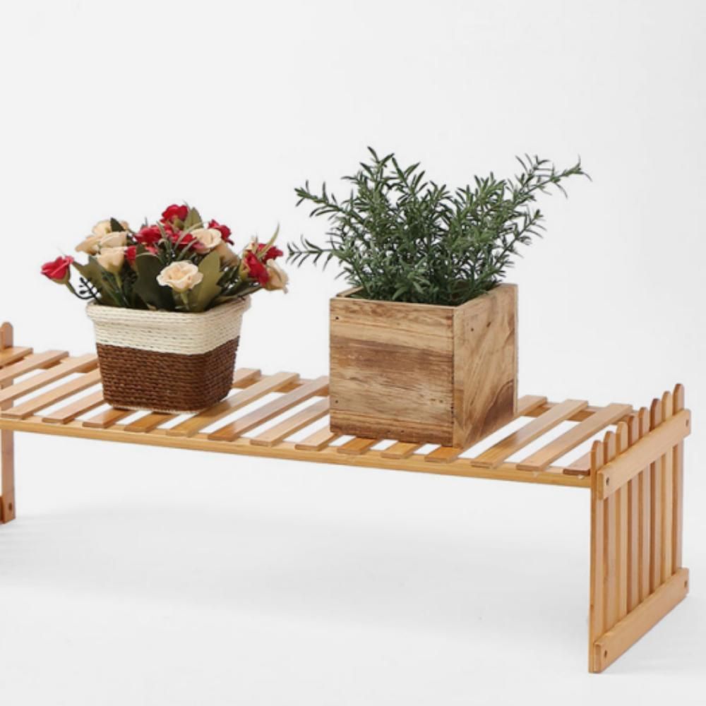 1단 화분 진열대 선반 대나무 베란다 소품 57cm