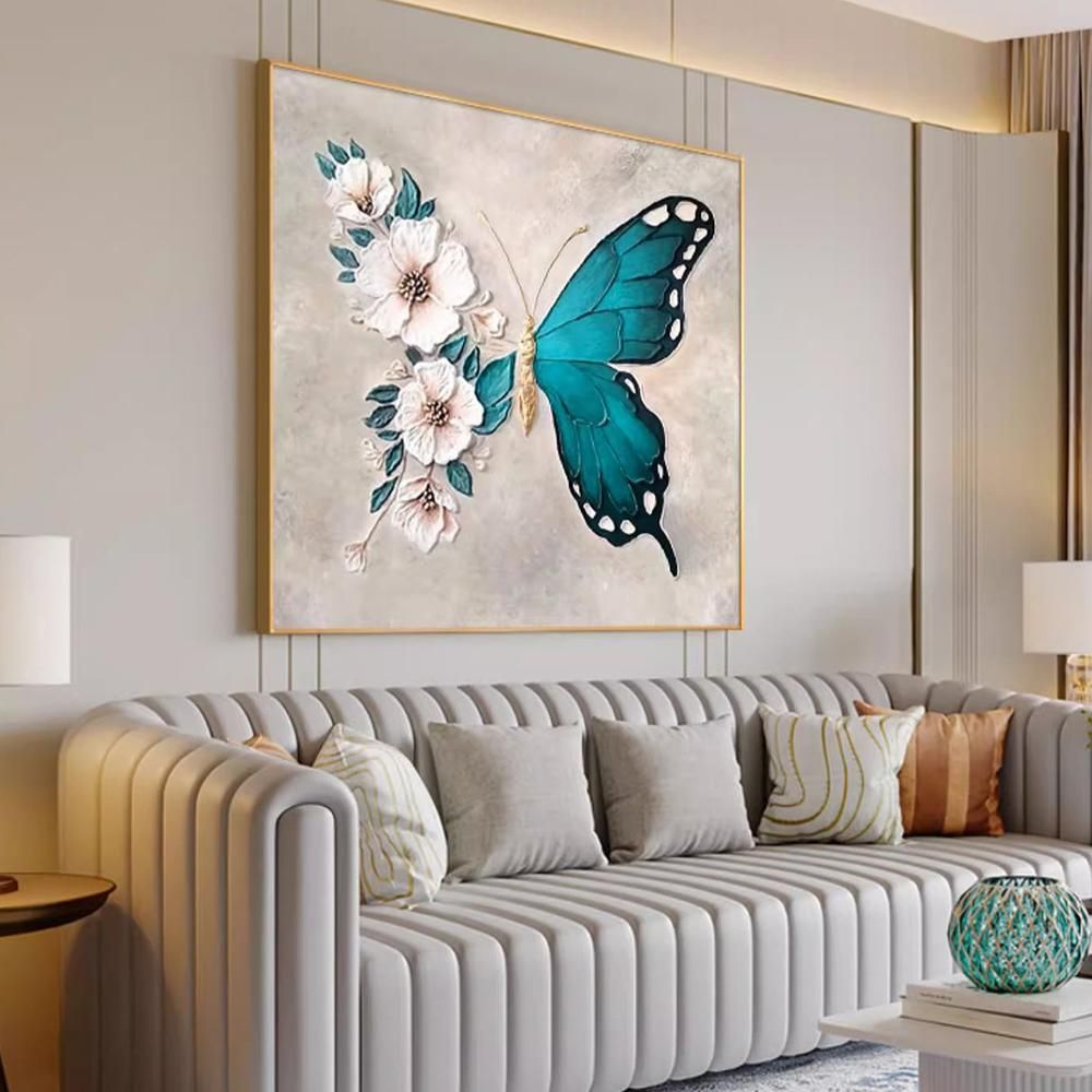 인테리어 3D 텍스처 나비 캔버스 아트 프레임 70x70cm