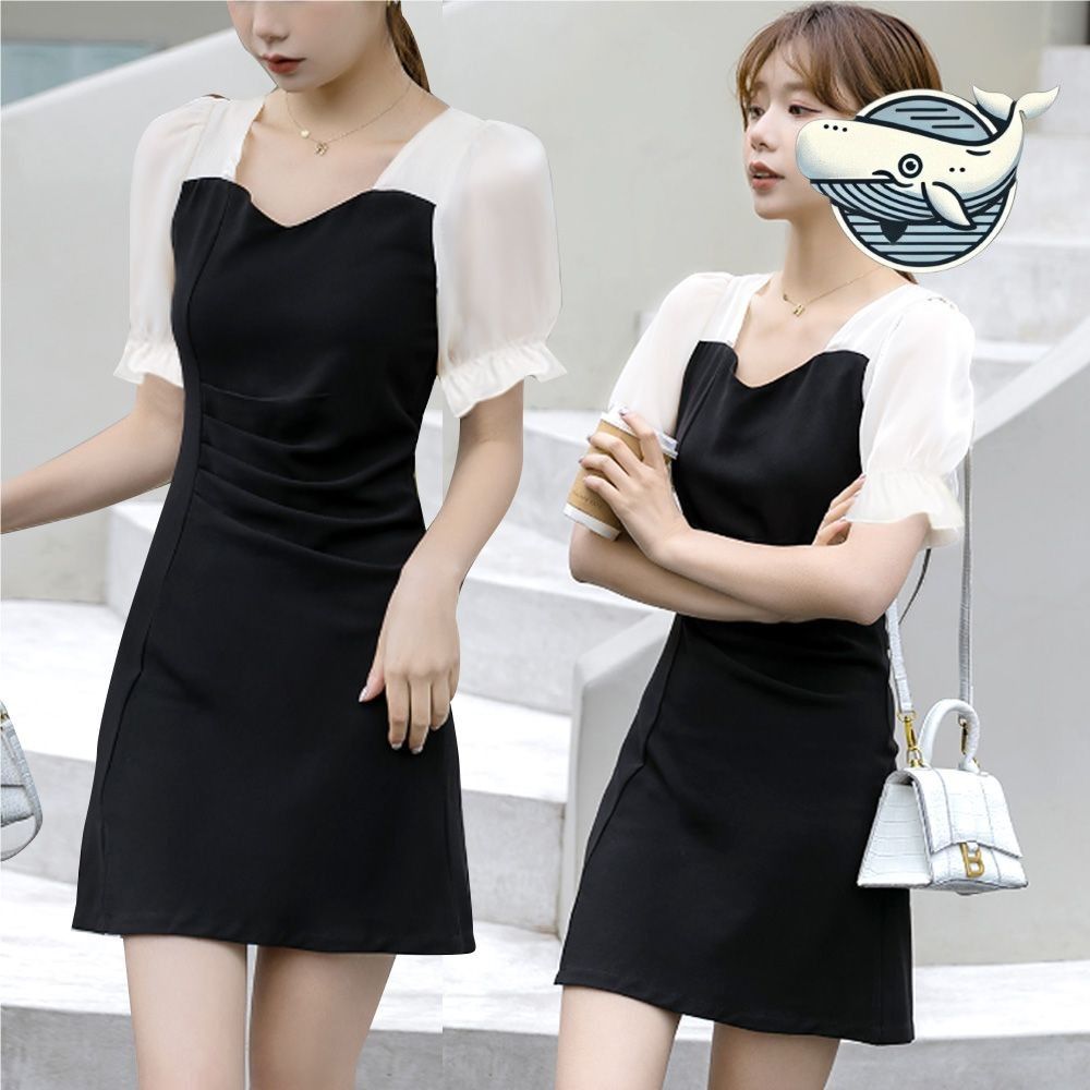 브이넥 여름원피스 블랙 미니 드레스 세련된