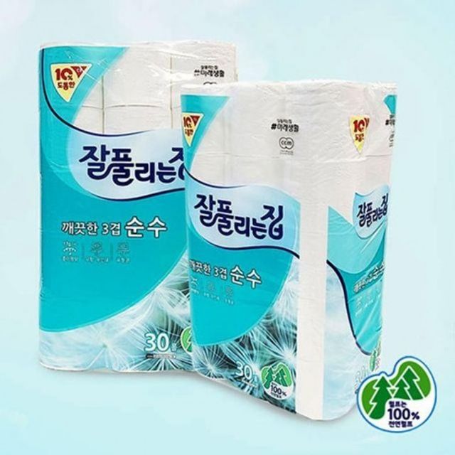 화장지 잘풀리는집 식당 3겹 도톰한 30롤 무형광