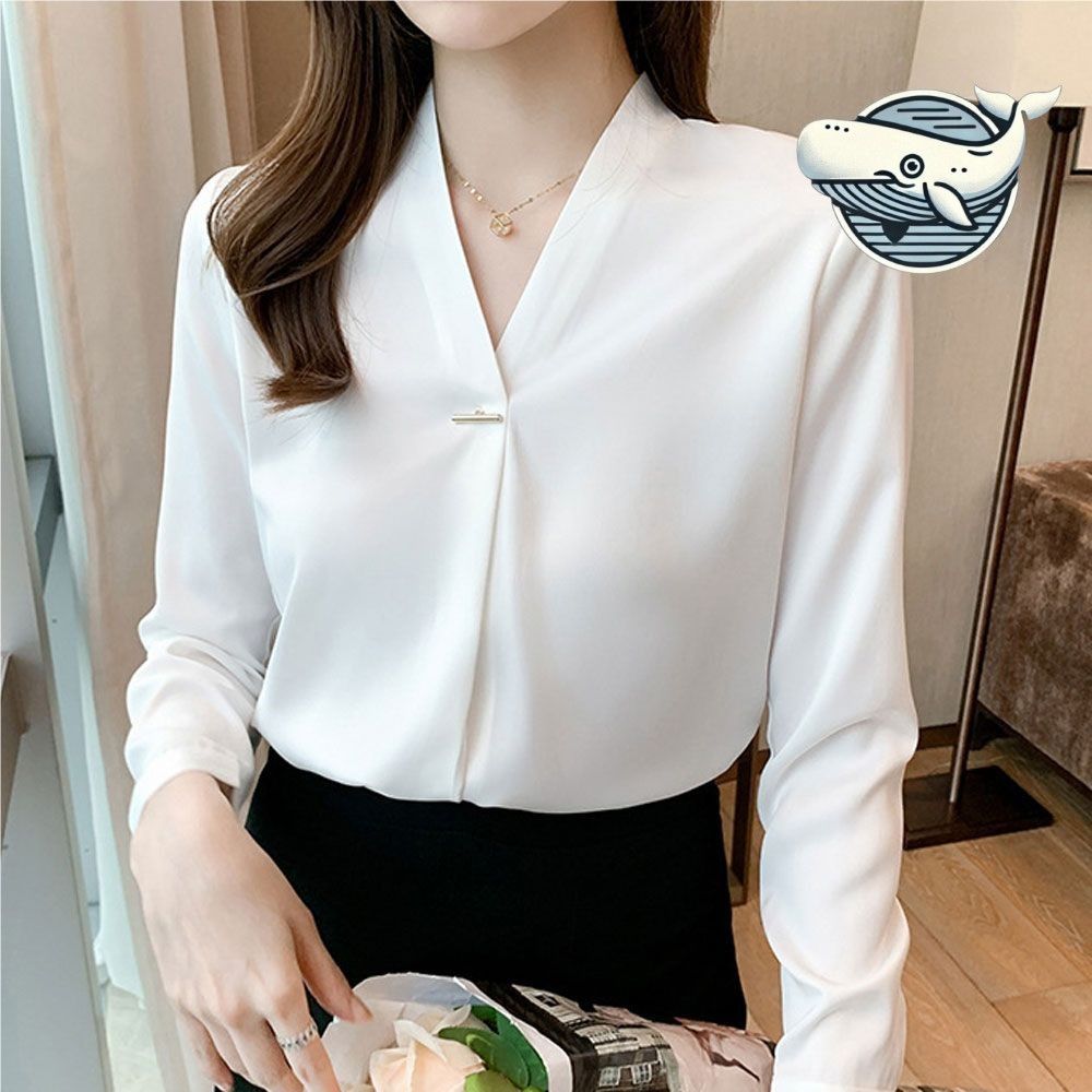 세련된 브이넥 블라우스 우아한 하객 패션