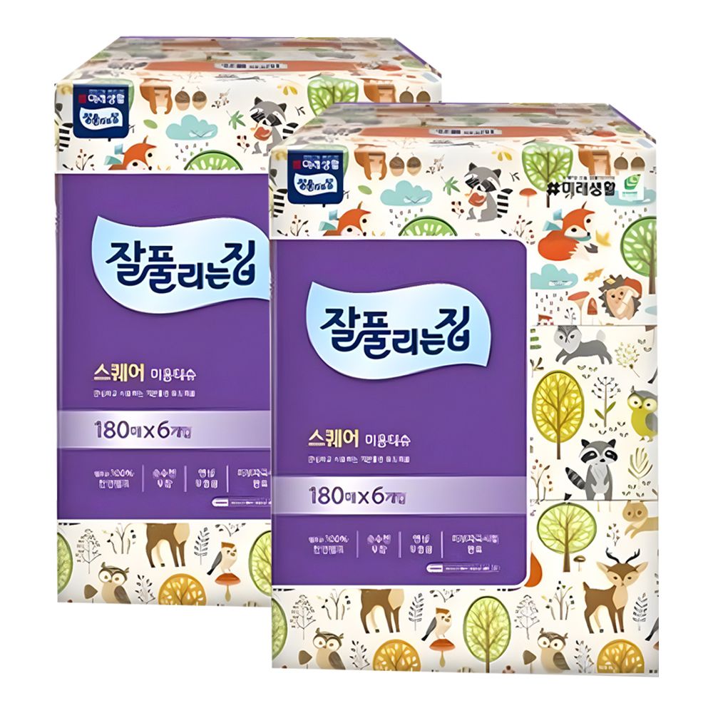 잘풀리는집 미용티슈 각티슈 180매 6입 2팩(무향)
