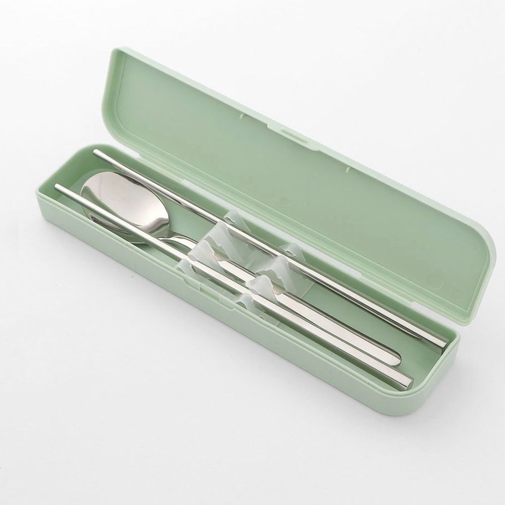 위생적 휴대용 스텐 수저세트 수저케이스 수저집-그린