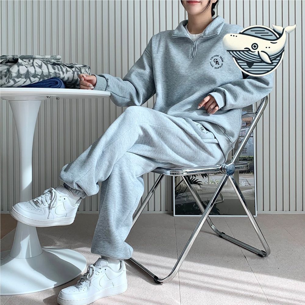 포근한 멜란지 조거팬츠 여름 데일리 반집업