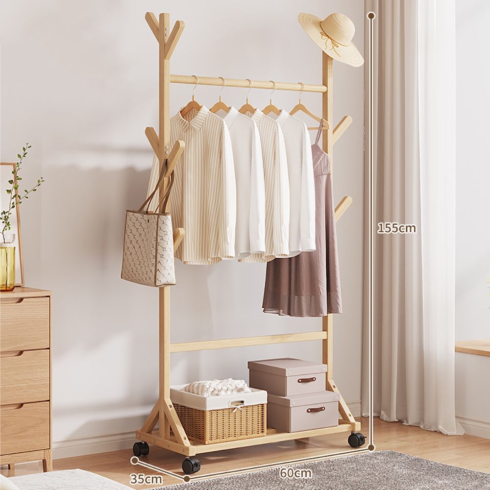 오크 이동식 60cm B 대나무 행거 스탠드