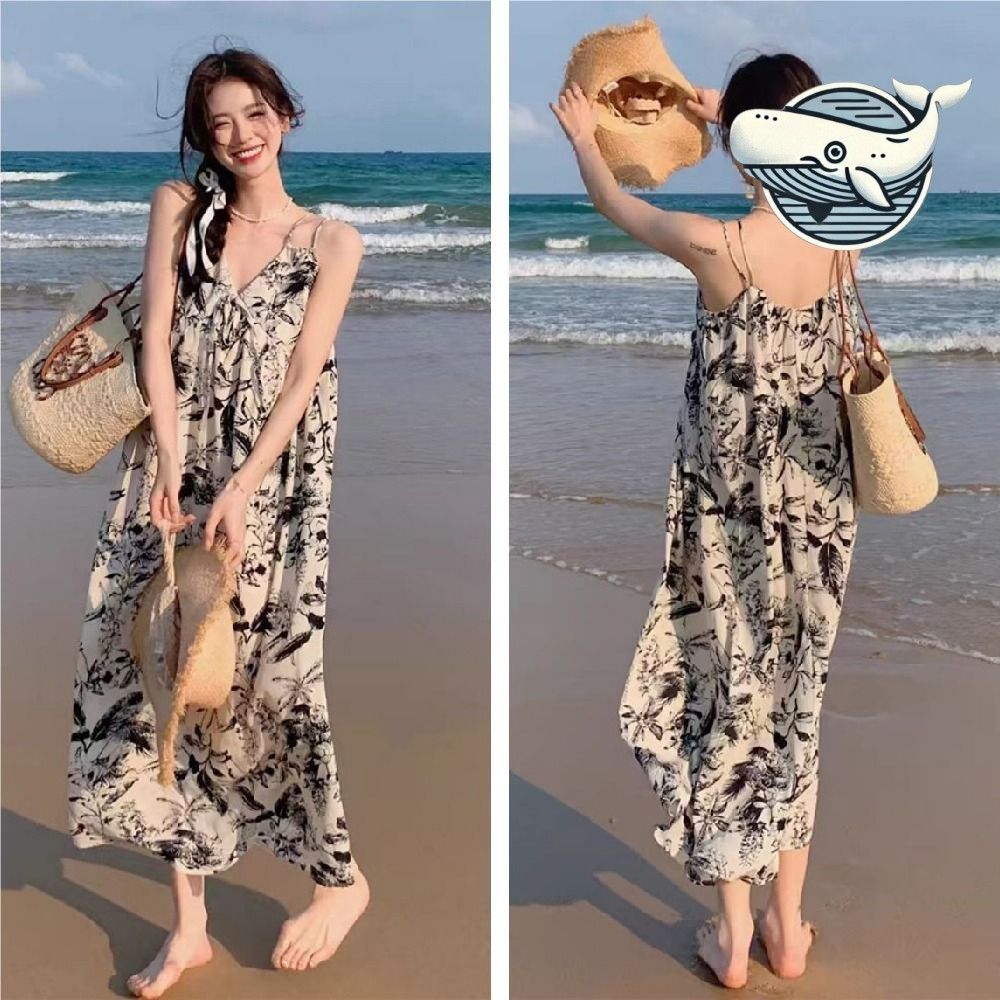 여름 바캉스 여성 루즈핏 플라워 원피스 수영장