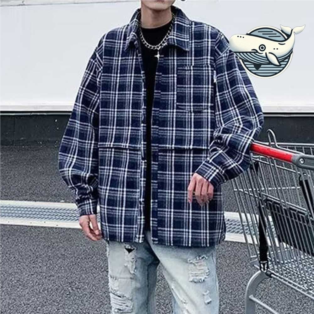 캐주얼 오버핏 체크 남성셔츠 세미룩